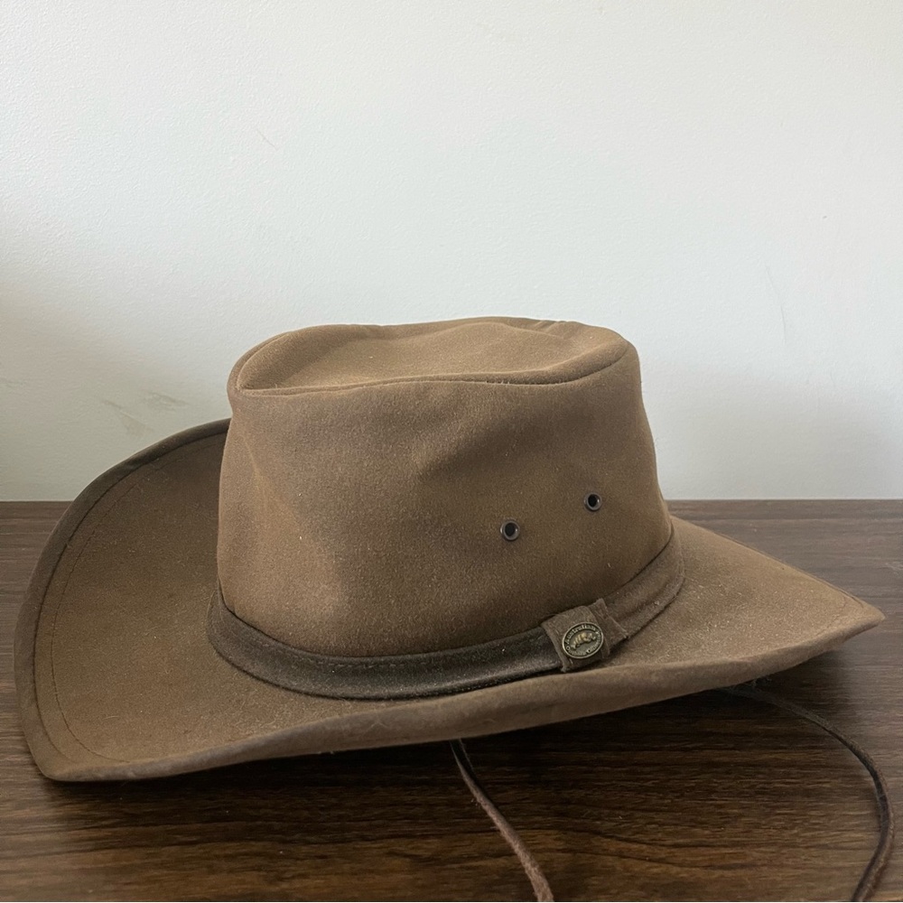 The Australian Outback Collection Brown Outback Style Wool Hat w Strap READ